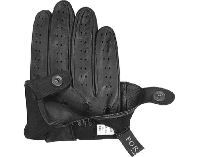 Shop Gucci Designer Men's Gloves Men's Black Italian Leather Driving Gloves In Noir