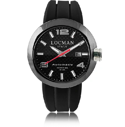 Shop Locman Designer Men's Watches One Automatico Black Pvd Stainless Steel Men's Watch W/leather And Silicone B In Noir