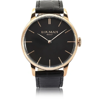 Shop Locman Designer Men's Watches 1960 Rose Gold Pvd Stainless Steel Men's Watch In Noir