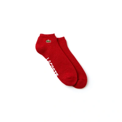 Shop Lacoste Men's Two-pack Of  Tennis Low-cut Socks In Jacquard Jersey In Red / White