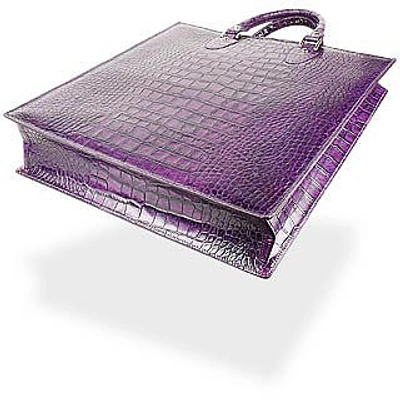 Shop L.a.p.a. Handbags Violet Croco Large Tote Leather Handbag W/pouch In Purple