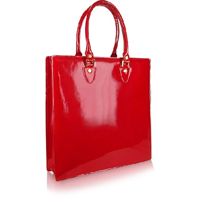 Shop L.a.p.a. L. A.p. A. Designer Handbags Ruby Red Patent Leather Tote Bag In Rouge
