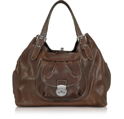 Shop Robe Di Firenze Designer Handbags Brown Italian Leather Tote In Marron