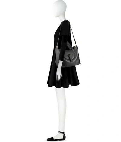 Thela Medium Black Leather Tote Bag for Women