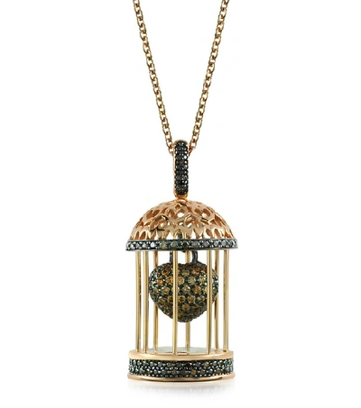 Shop Gucci Designer Necklaces Gabbietta Silver And Zircon Cage Pendant Necklace In Doré
