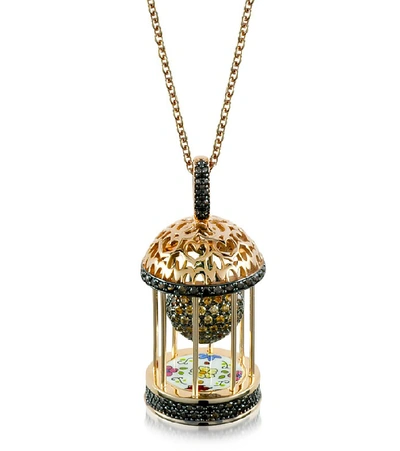 Shop Gucci Designer Necklaces Gabbietta Silver And Zircon Cage Pendant Necklace In Doré