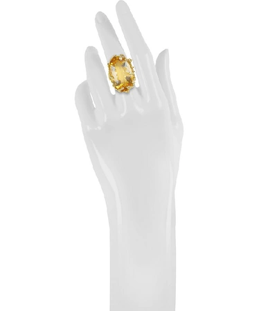 Shop Bernard Delettrez Designer Rings Medusa Gold And Citrine Ring In Orange