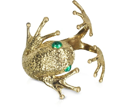 Shop Bernard Delettrez Designer Bracelets Frog Bronze Cuff Bracelet In Doré