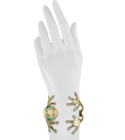 Shop Bernard Delettrez Designer Bracelets Frog Bronze Cuff Bracelet In Doré