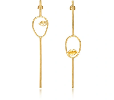 Shop Bjorg Designer Earrings Les Deux Magots Earrings In Or