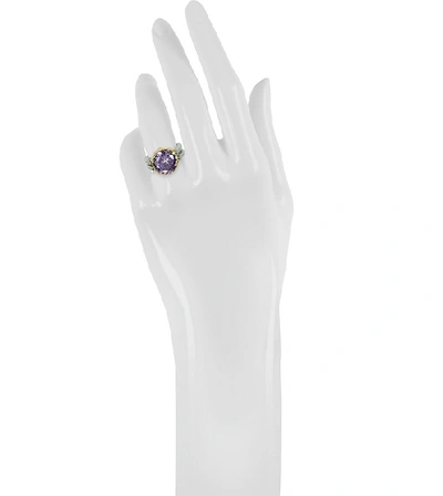 Shop Gucci Designer Rings Purple Amethyst Cubic Zirconia Sterling Silver & Rose Gold Reversible Ring In Violet