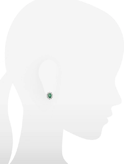 Shop Gucci Earrings Emerald And Diamond 18k Gold Earrings In Silver