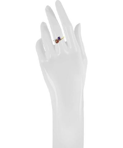 Shop Gucci Designer Rings Amethyst And Garnet 18k White & Yellow Gold In Rouge