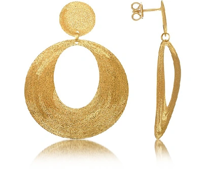 Shop Stefano Patriarchi Designer Earrings Golden Silver Etched Oval Cut Out Drop Earrings