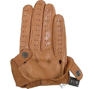Shop Gucci Designer Women's Gloves Women's Tan Perforated Italian Leather Driving Gloves In Marron