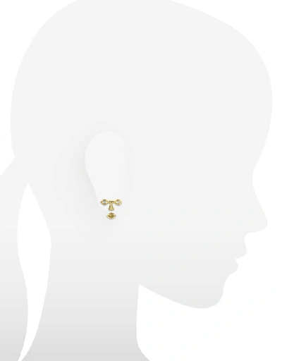 Shop Bernard Delettrez Designer Earrings Osvaldo Piercing Gold Earrings In Doré