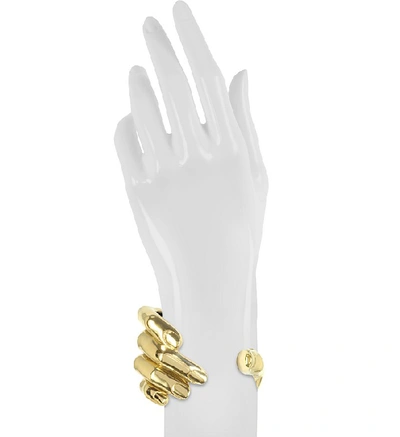 Shop Bernard Delettrez Designer Bracelets Hand Bronze Cuff Bracelet In Doré