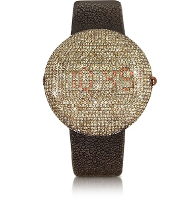 Shop Christian Koban Designer Women's Watches Clou Brown Diamond Dinner Watch In Marron
