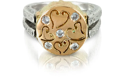 Shop Gucci Designer Rings Gold Champagne Cubic Zirconia Sterling Silver & Rose Gold Ring In Doré