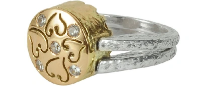 Shop Gucci Designer Rings Gold Champagne Cubic Zirconia Sterling Silver & Rose Gold Ring In Doré