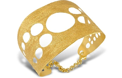 Shop Stefano Patriarchi Designer Bracelets Golden Silver Etched Cut Out Cuff Bracelet