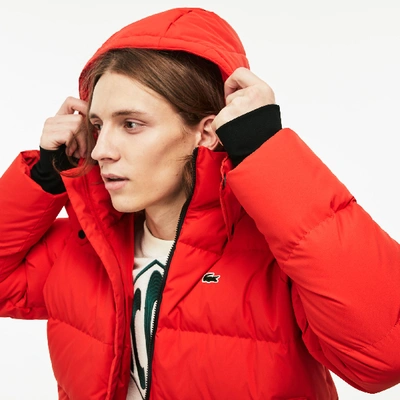 Lacoste Men's Live Short Water-resistant Taffeta Quilted Jacket In Red |  ModeSens