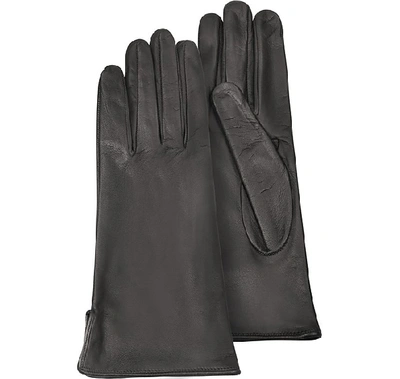 Shop Gucci Designer Women's Gloves Women's Black Calf Leather Gloves W/ Silk Lining In Noir