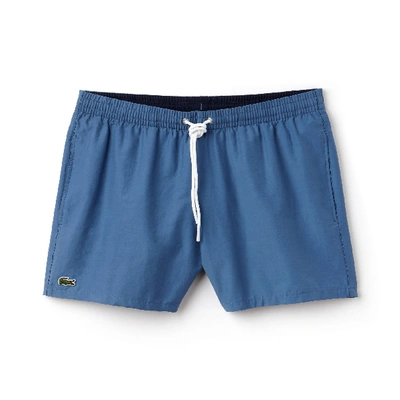 Shop Lacoste Men's Taffeta Swim Trunks In Blue / Navy Blue