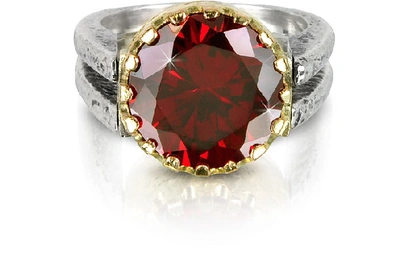 Shop Gucci Designer Rings Red Cubic Zirconia Sterling Silver & Rose Gold Reversible Ring In Rouge