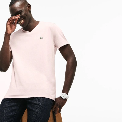 Shop Lacoste Men's V-neck Pima Cotton Jersey T-shirt - Xxl - 7 In Light Pink