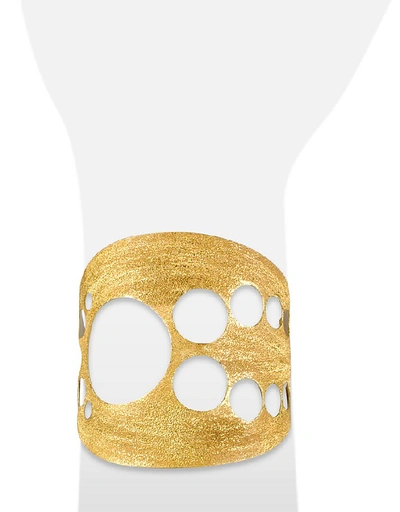 Shop Stefano Patriarchi Designer Bracelets Golden Silver Etched Cut Out Tall Cuff Bracelet