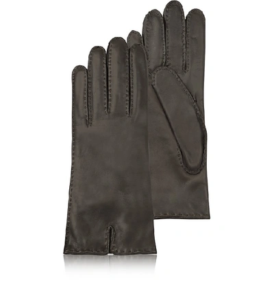 Shop Gucci Women's Gloves Women's Cashmere Lined Dark Brown Italian Leather Gloves