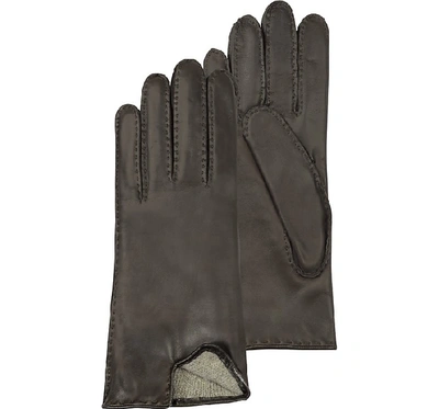 Shop Gucci Women's Gloves Women's Cashmere Lined Dark Brown Italian Leather Gloves
