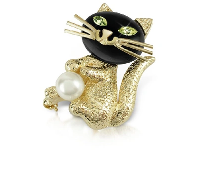Shop Gucci Designer Brooches & Pins Green-eyed Cat Pin