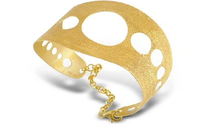 Shop Stefano Patriarchi Designer Bracelets Golden Silver Etched Cut Out Cuff Bracelet