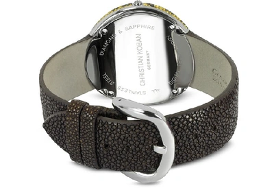 Shop Christian Koban Designer Women's Watches Clou Leopard Diamond Dinner Watch In Marron