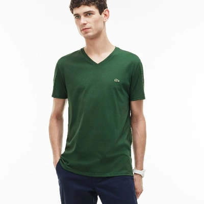 Shop Lacoste Men's V-neck Pima Cotton Jersey T-shirt - Xs - 2 In Green