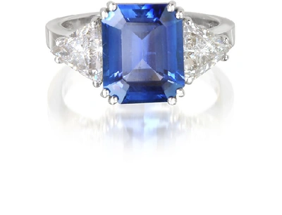 Shop Gucci Designer Rings Sapphire And Diamond White Gold Ring In Bleu