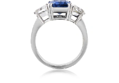 Shop Gucci Designer Rings Sapphire And Diamond White Gold Ring In Bleu