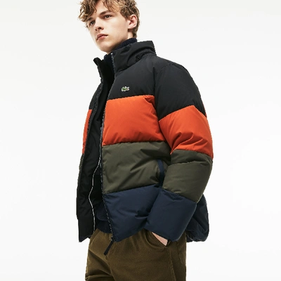 Lacoste Men's Detachable Hood Quilted Water-resistant Taffeta Jacket In  Orange / Blue / Khaki Green / Black | ModeSens