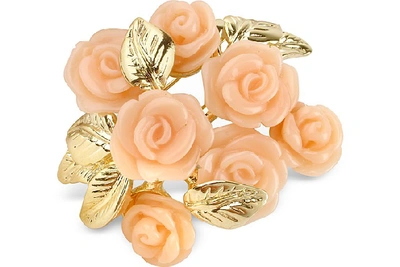 Shop Gucci Designer Brooches & Pins Pink Roses Gold Plated Brooch