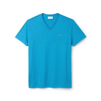 Shop Lacoste Men's V-neck Pima Cotton Jersey T-shirt In Blue