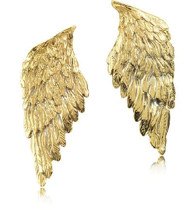 Shop Bernard Delettrez Designer Earrings Bronze Wings Earrings In Doré