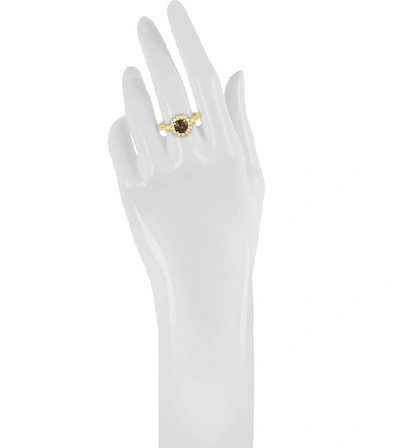 Shop Gucci Designer Rings 0.24 Ct Diamond Pave 18k Gold Ring W/ Smoky Quartz In Marron