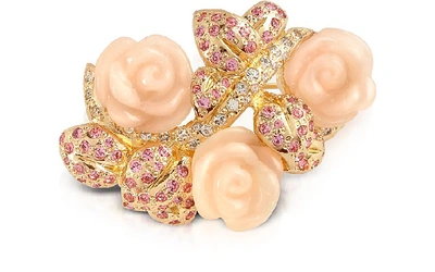 Shop Gucci Designer Brooches & Pins Pink Roses Brooch
