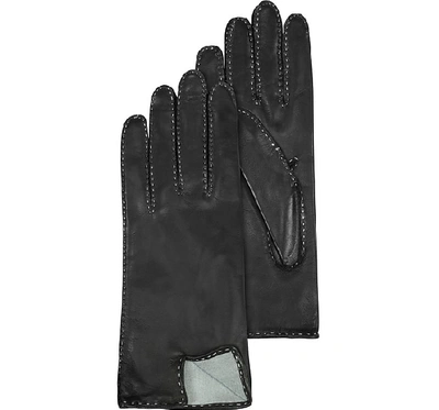 Shop Gucci Women's Gloves Women's Stitched Silk Lined Black Italian Leather Gloves
