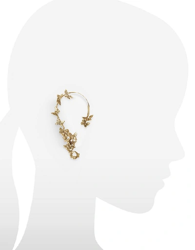 Shop Bernard Delettrez Designer Earrings Butterflies Bronze Ear Cuff In Doré