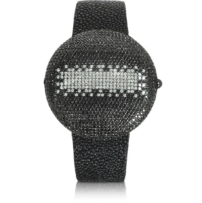 Shop Christian Koban Designer Women's Watches Clou Black Diamond Dinner Watch In Noir