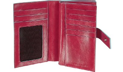Shop Piquadro Designer Wallets Blue Square - Women's Leather Card Holder & Id Wallet In Marron Foncé