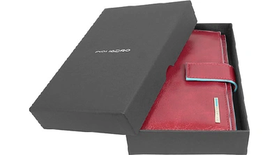 Shop Piquadro Designer Wallets Blue Square - Women's Leather Card Holder & Id Wallet In Marron Foncé